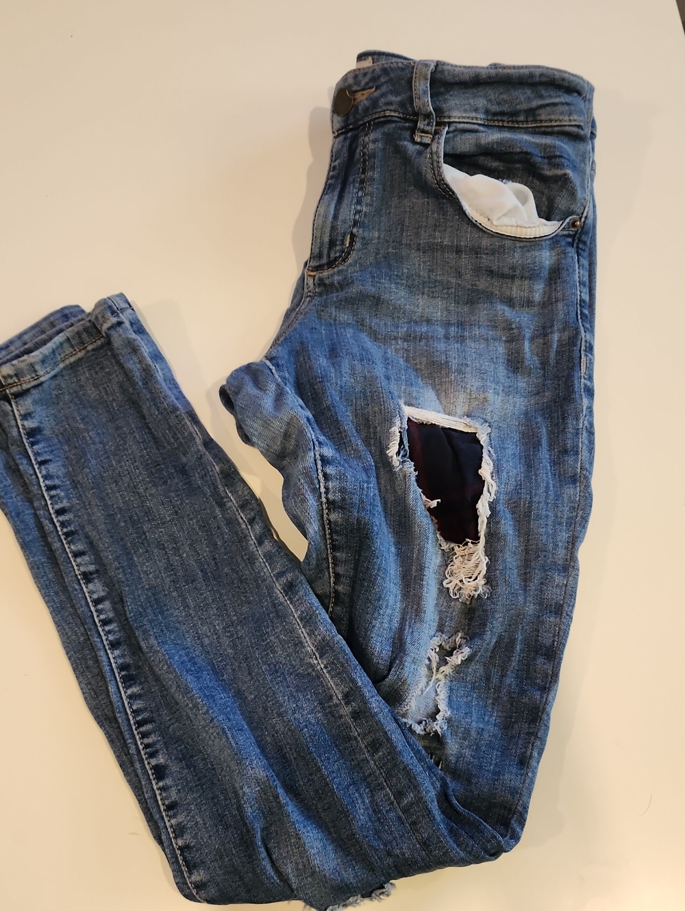 Garage Women's Blue Ripped Skinny Jeans